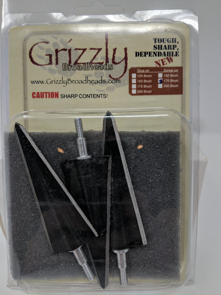 Grizzly Bruin 2 Blade, Double Bevel, Screw In Broadheads Archery Past