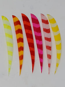 Trueflight 5" Bright Stripes Feathers, Shield or Parabolic, Dozen Packs