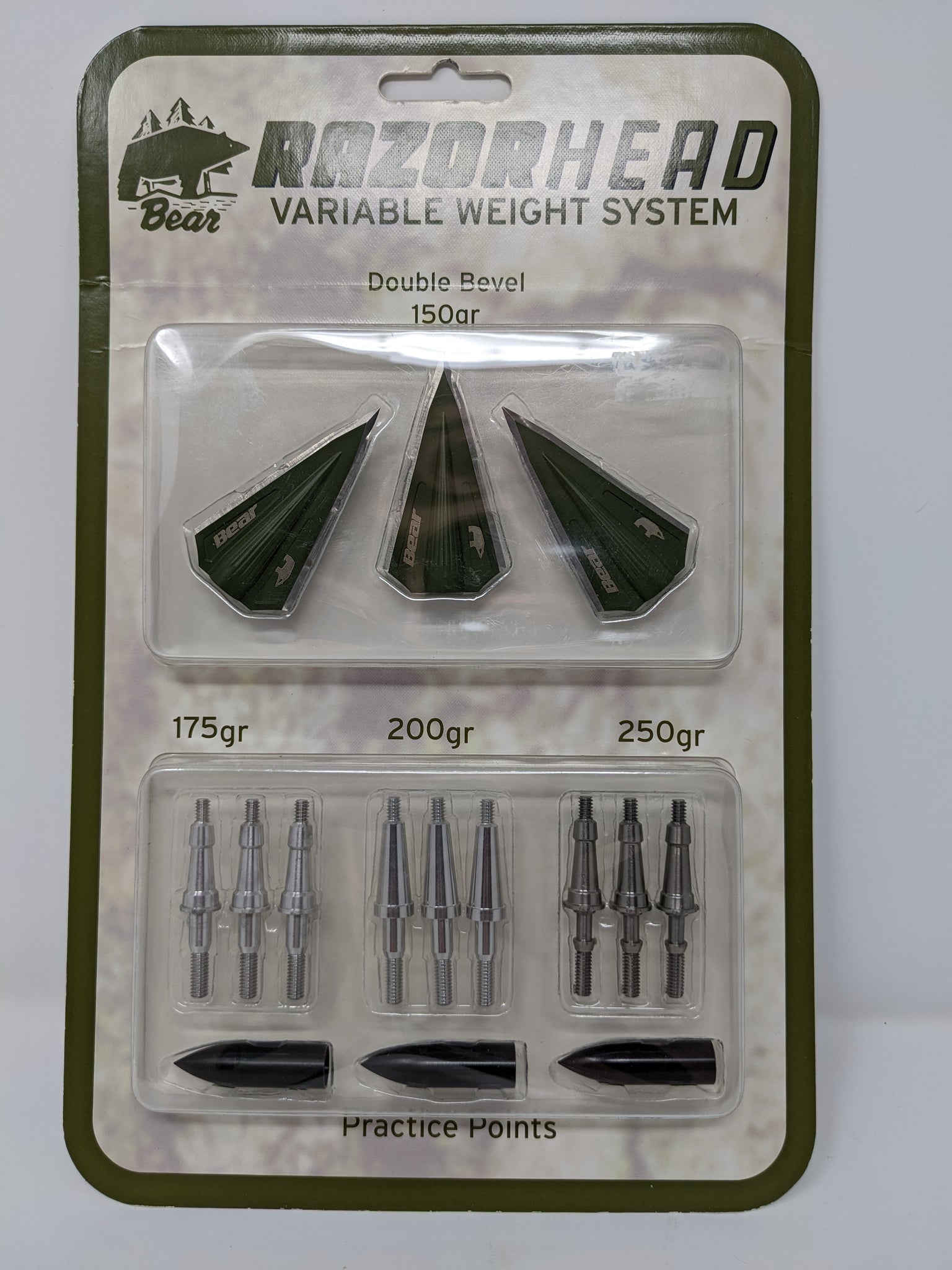 Bear RazorHead VWS Double Bevel Broadhead Kit, 150, 175, 200, and 250 ...